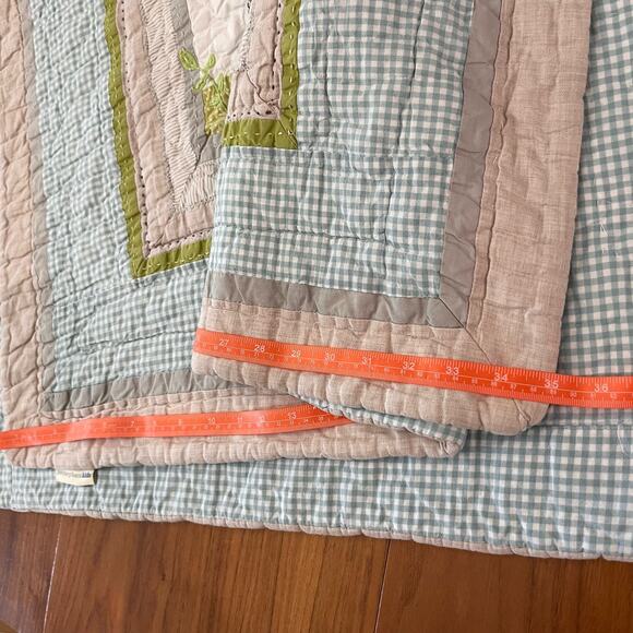 Pottery Barn Kids Comforter Crib Quilt Safari Zoo Animals Gingham - Picture 10 of 12